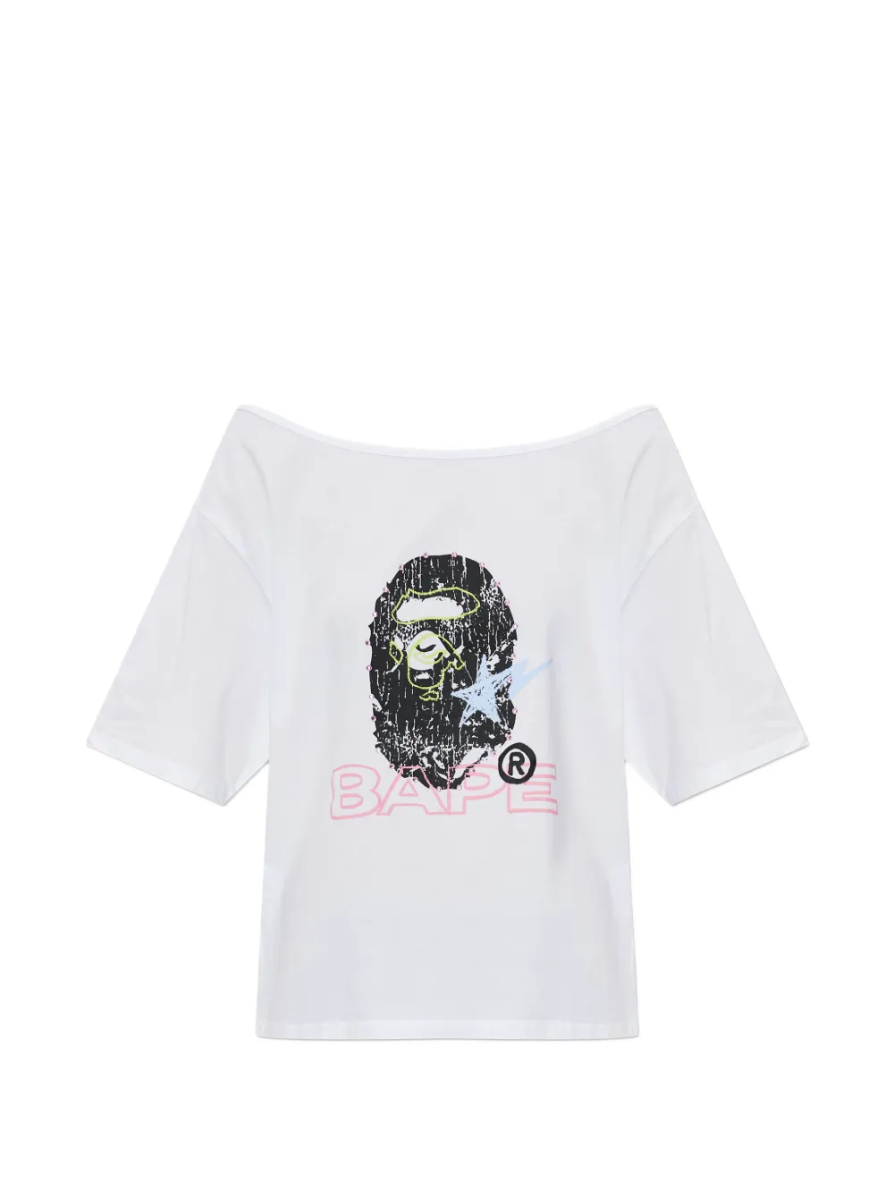 A BATHING APE® rhinestone-embellished logo-print T-shirt - Bianco