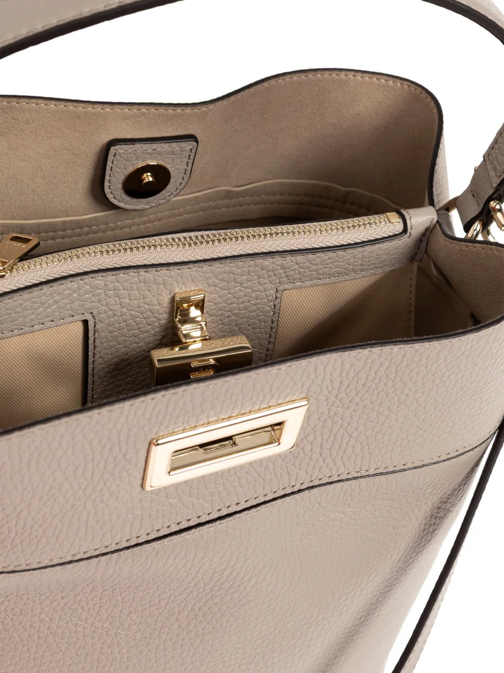 Furla Amelia bewerkte leren bucket-tas Beige