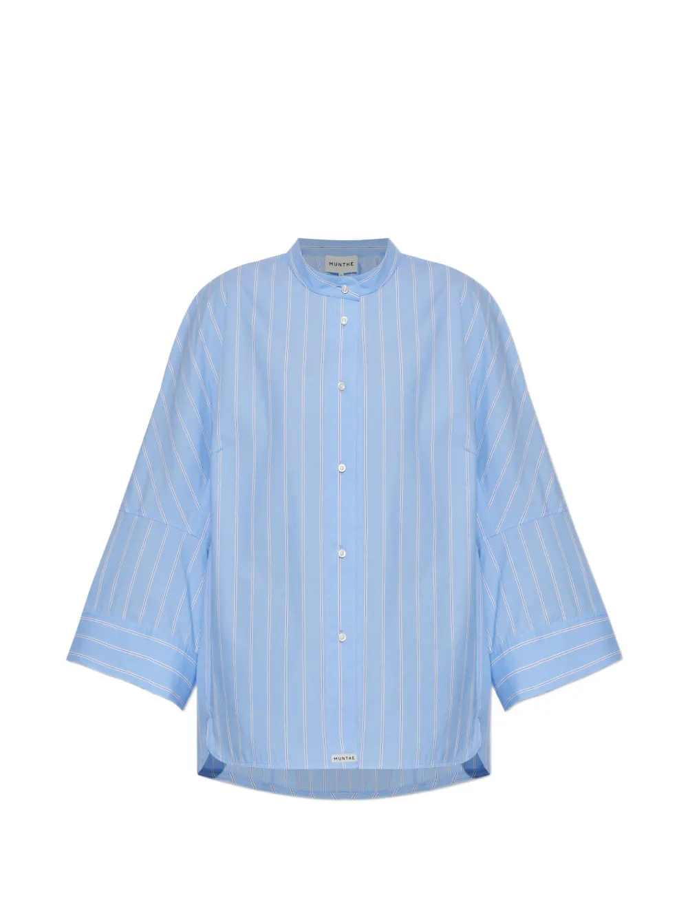 MUNTHE Neela vertical-stripe band-collar shirt - Blu