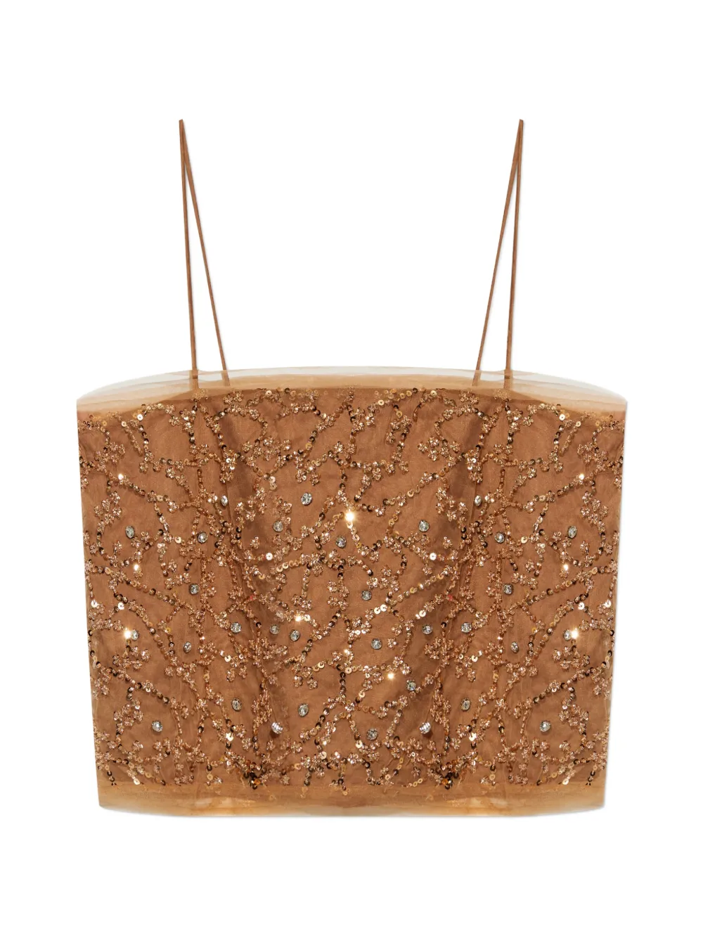MUNTHE Nannali sequin-embellished bead-embellished top - Marrone