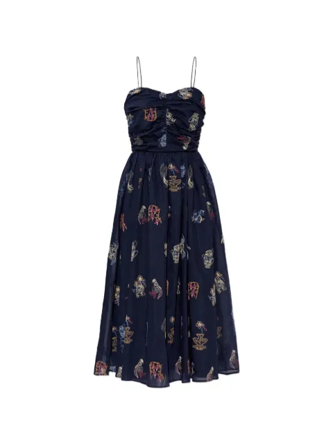 MUNTHE Nova embroidered ruched-bodice midi dress