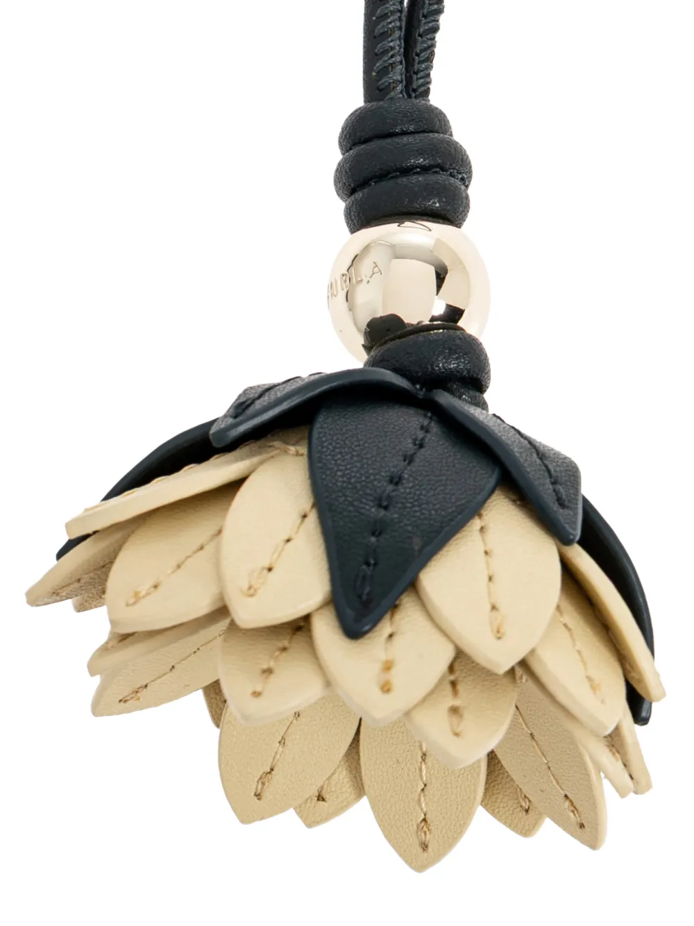 Furla Allegra leren tassenbedel met bloemhanger Zwart