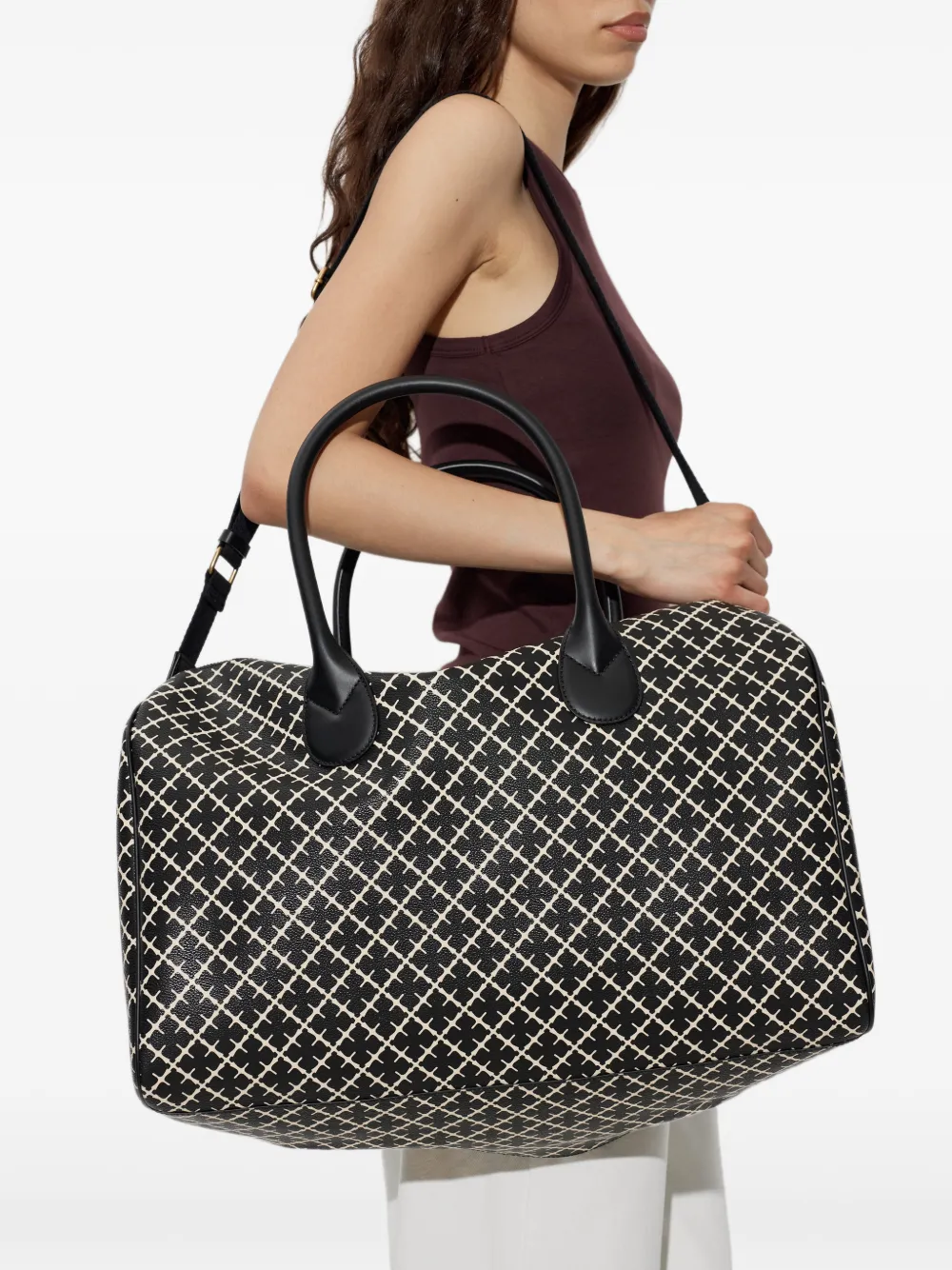 By Malene Birger Lullu weekendtas met geometrische print Zwart