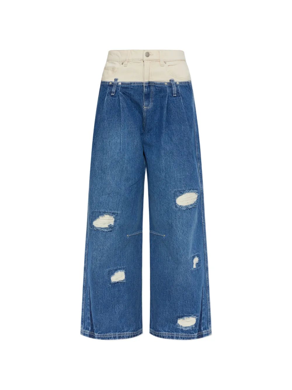 MUNTHE Nezza distressed layered-waist jeans - Blu