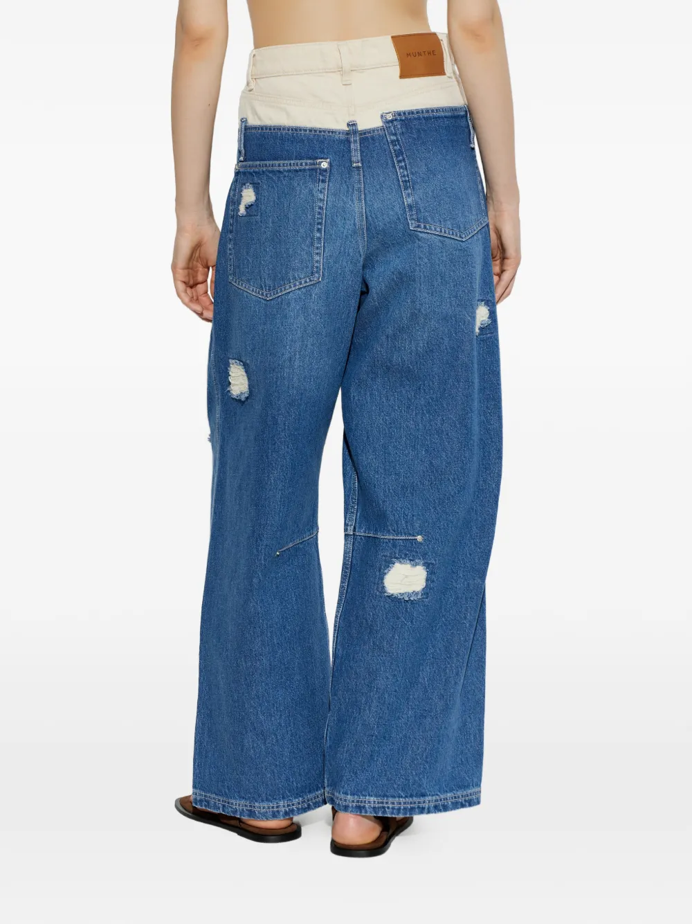 MUNTHE Nezza gerafelde jeans met gelaagde taille Blauw