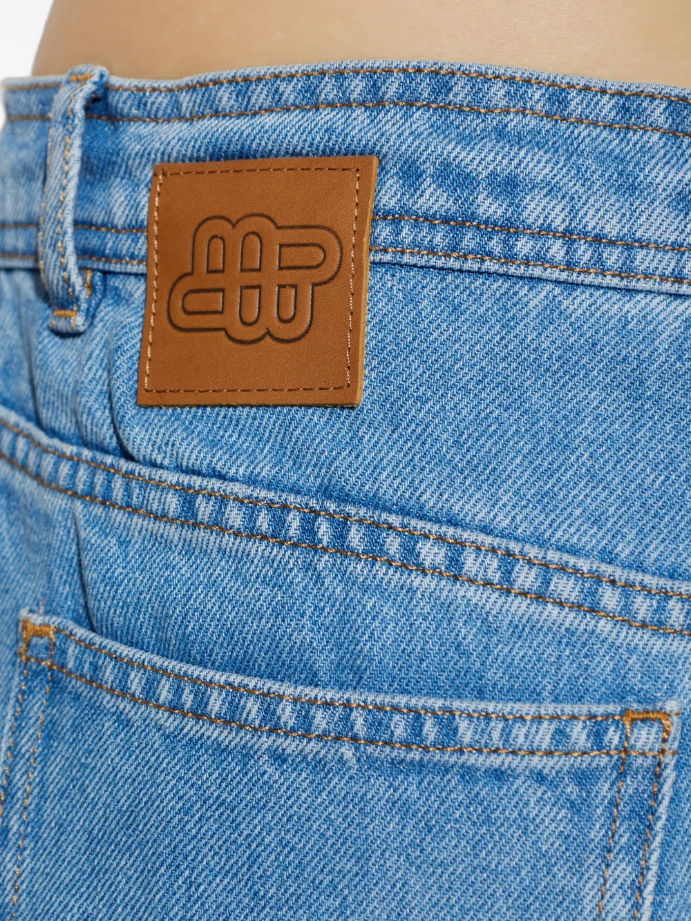 MUNTHE Obey jeans met trekkoord en wijde pijpen Blauw