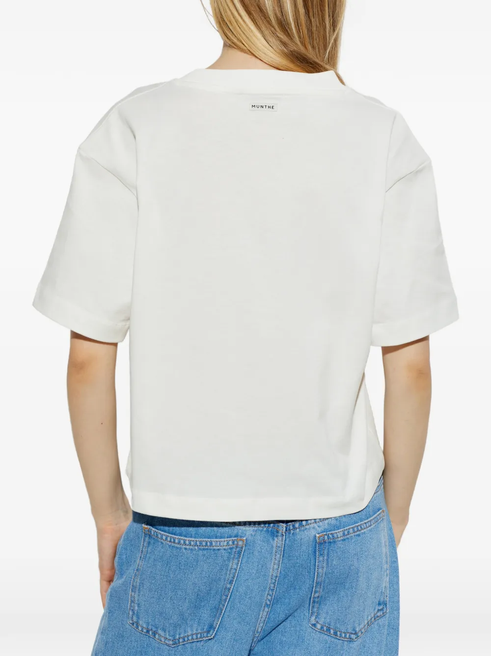 MUNTHE Nellamy broderie anglaise katoenen T-shirt Beige