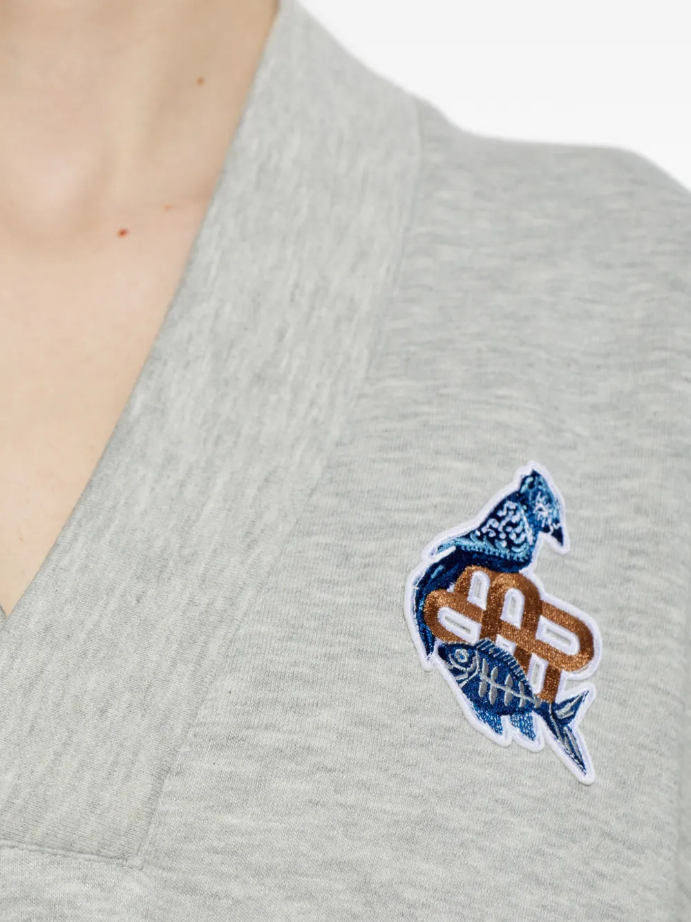MUNTHE Nash sweater met logopatch en gelaagd effect Grijs