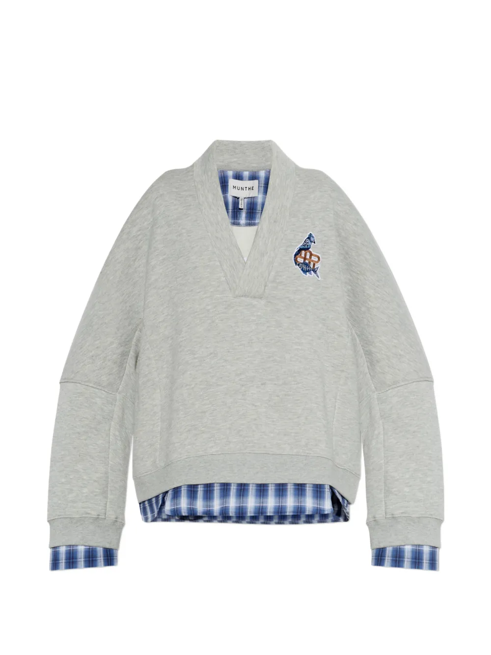MUNTHE Nash layered-effect logo-patch sweatshirt - Grau