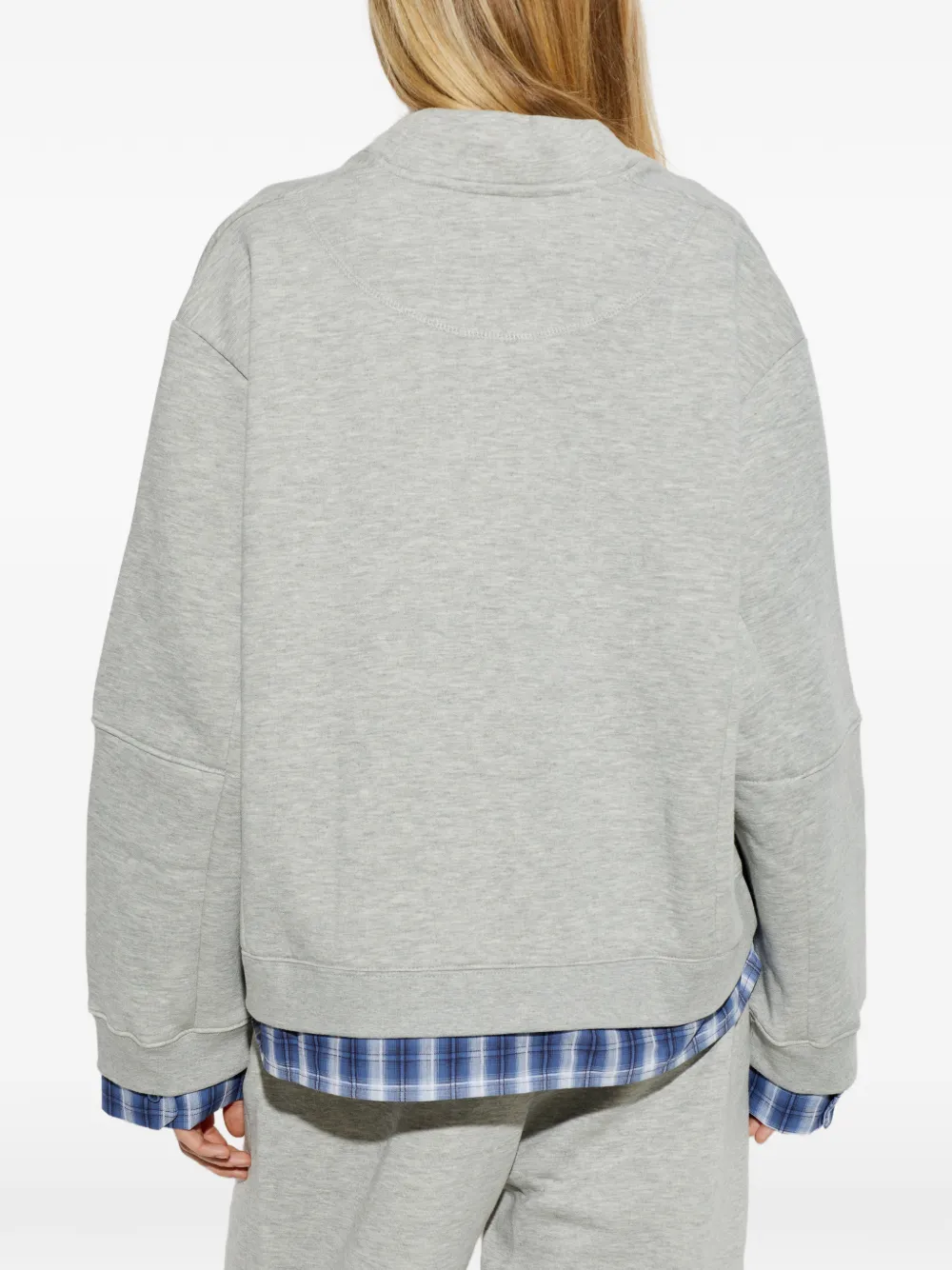 MUNTHE Nash sweater met logopatch en gelaagd effect Grijs