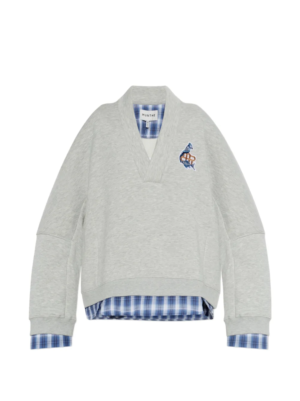 MUNTHE Nash layered-effect logo-patch sweatshirt - Grigio