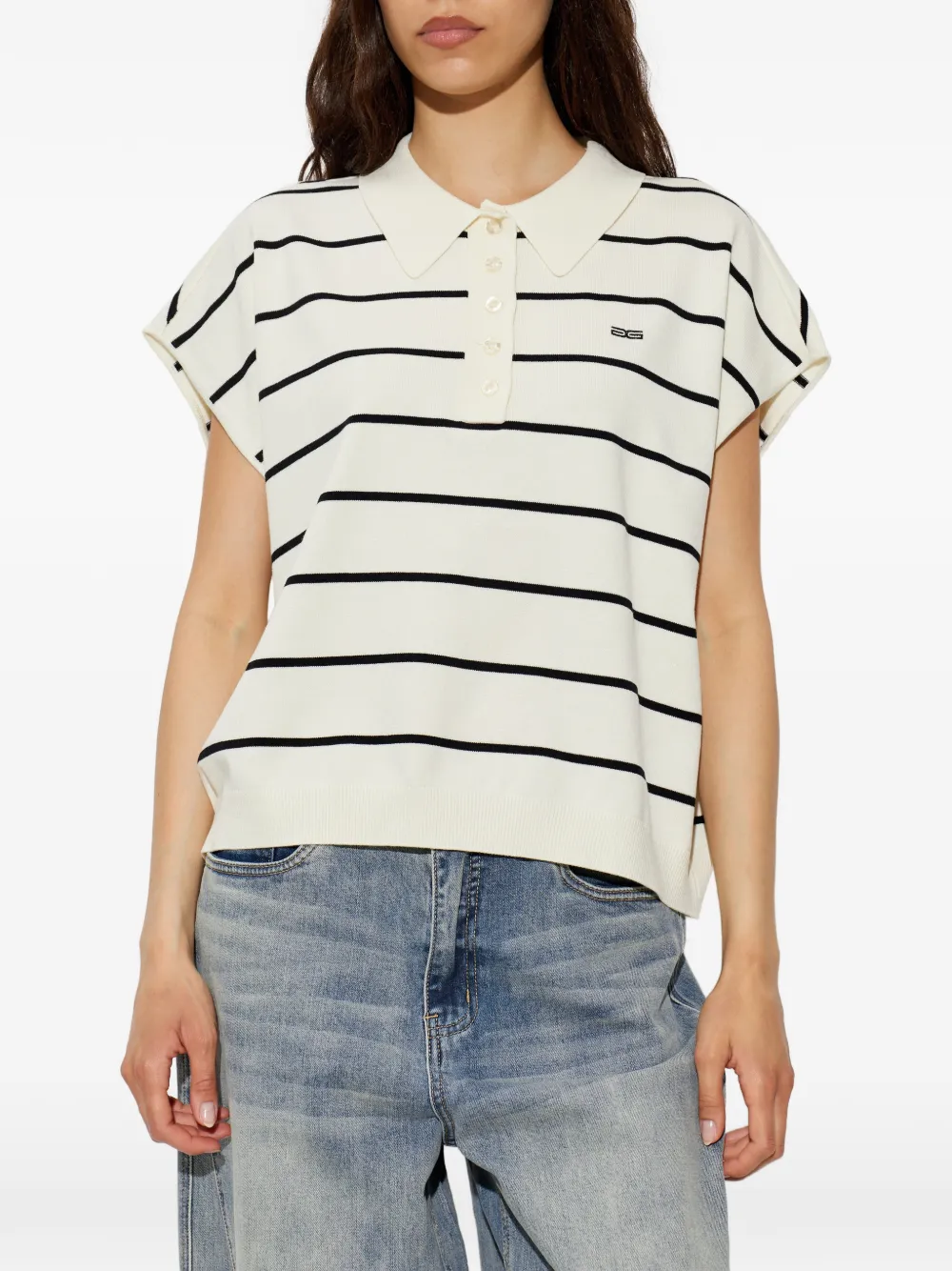 Gestuz Gestreepte polotop Wit