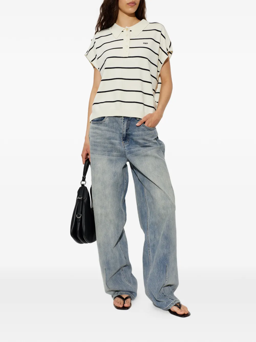 Gestuz Gestreepte polotop Wit