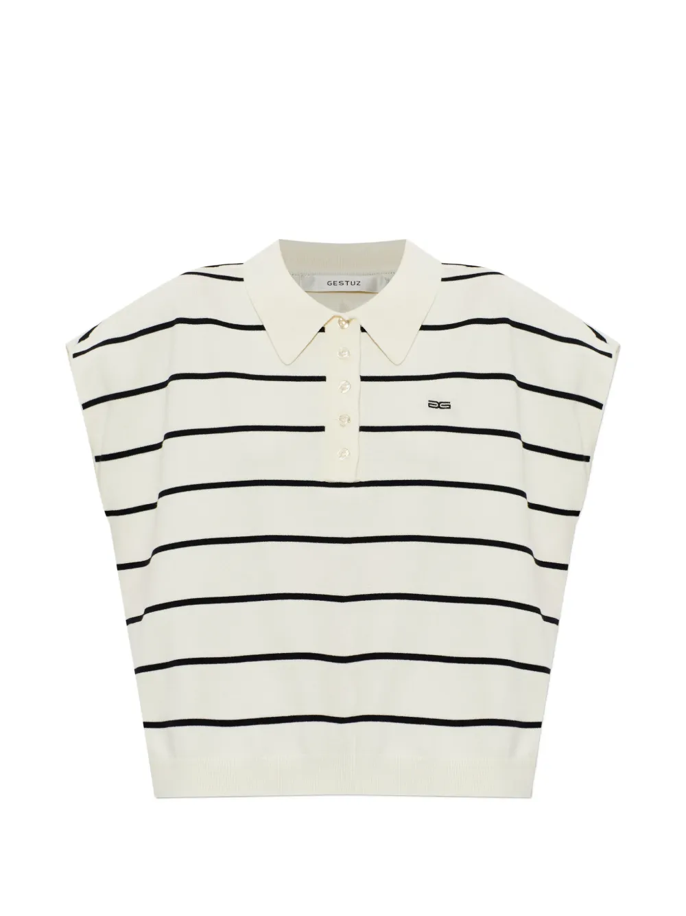 Gestuz striped short-sleeve polo top - Bianco