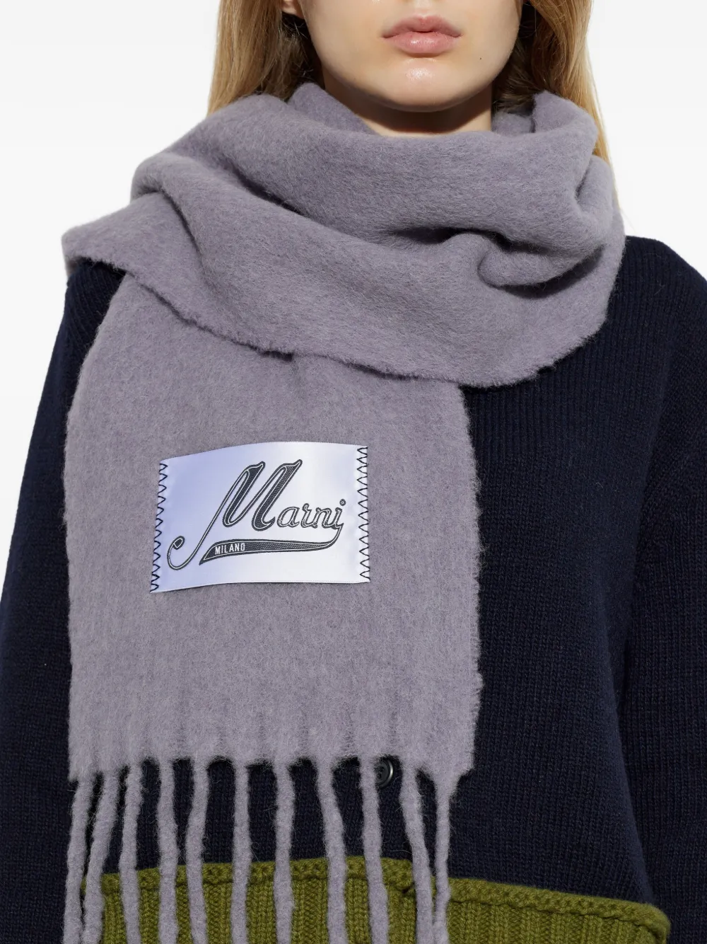 Marni Sjaal met logopatch Grijs