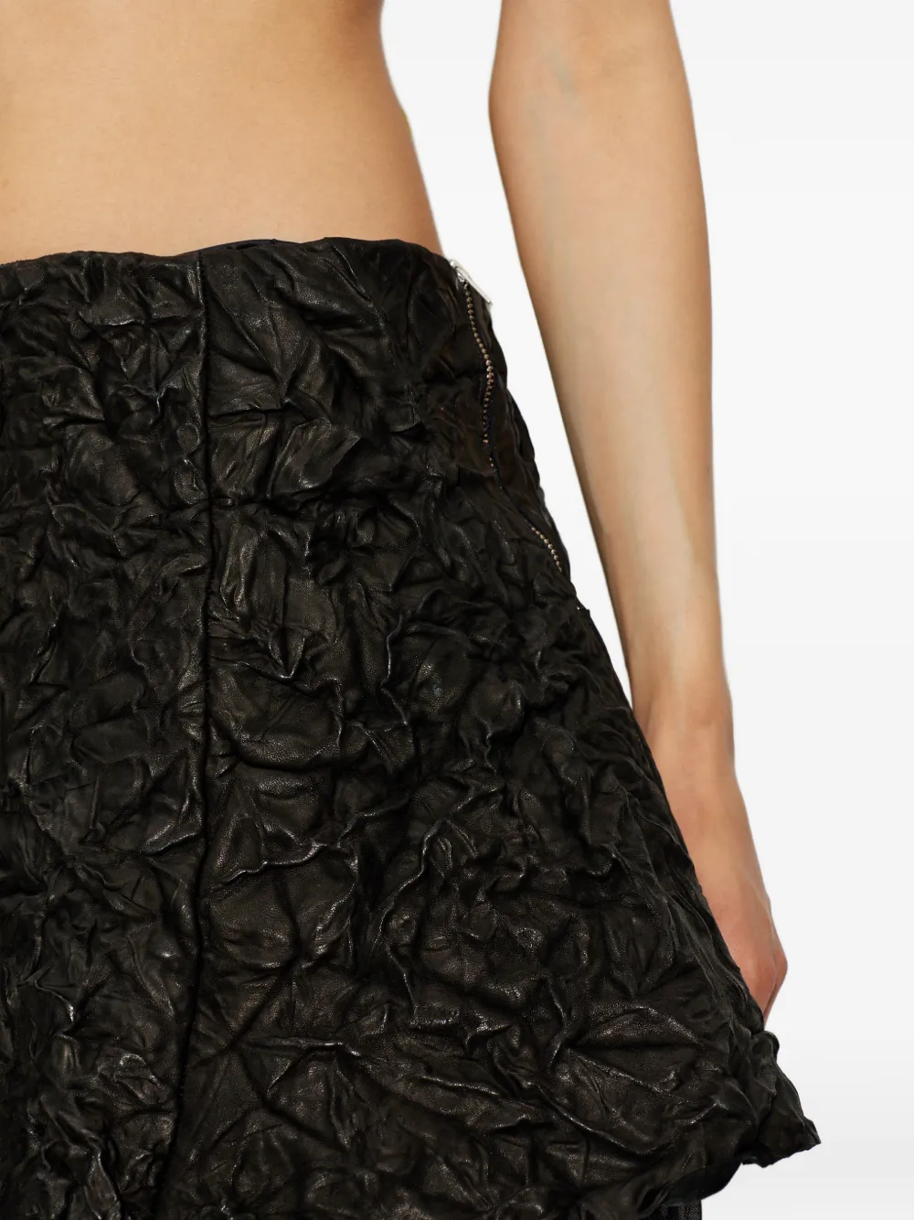 AVAVAV Mini-rok met gekreukt effect en tulen afwerking Zwart