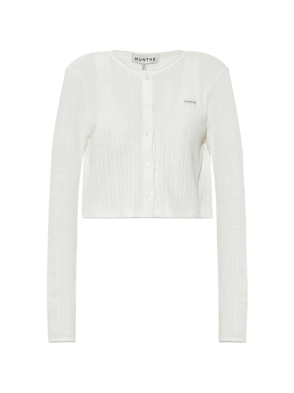 MUNTHE Noelia pointelle-knit cropped cardigan - Bianco