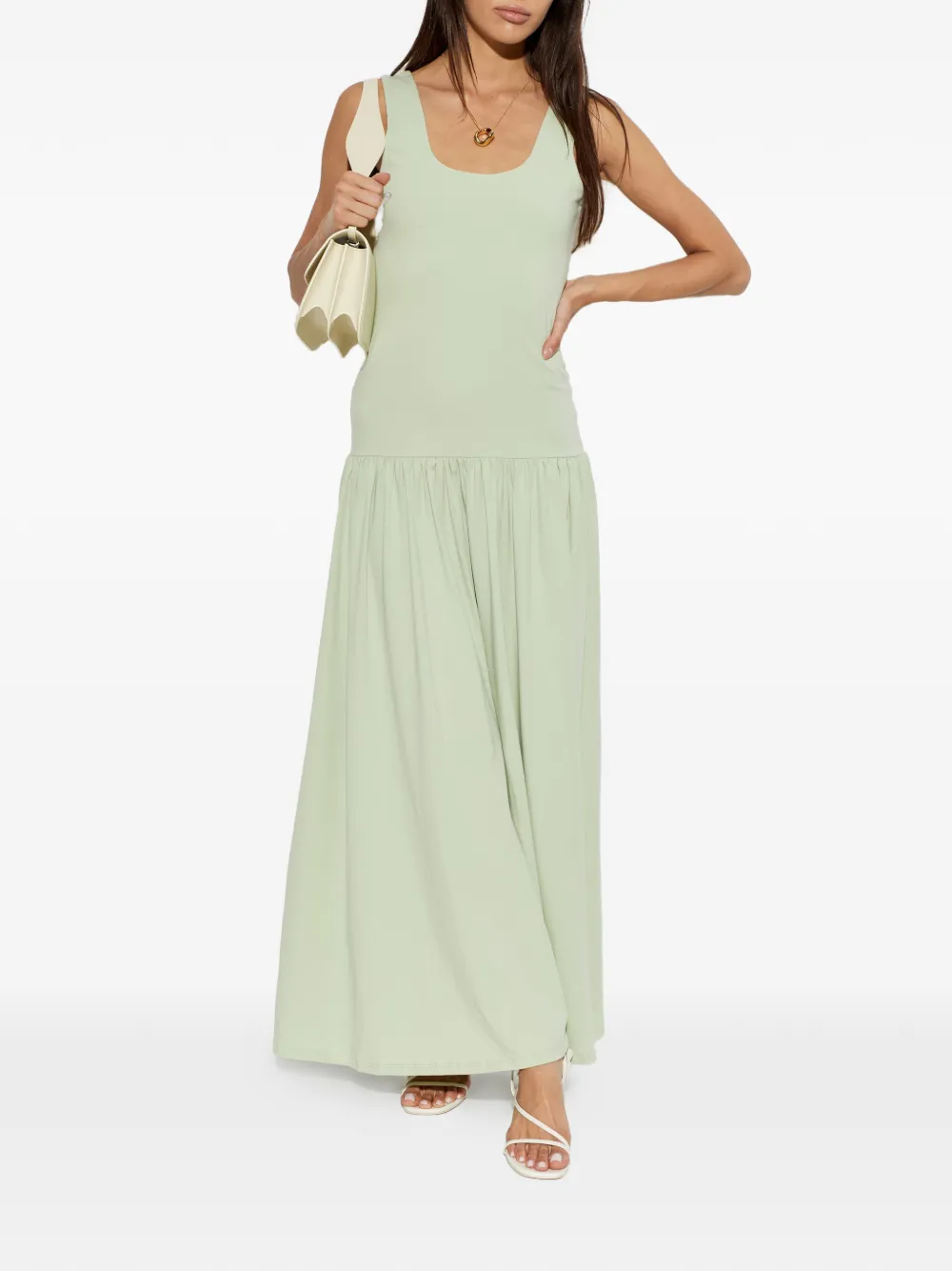 By Malene Birger Marcielle gesmockte mouwloze jurk Groen