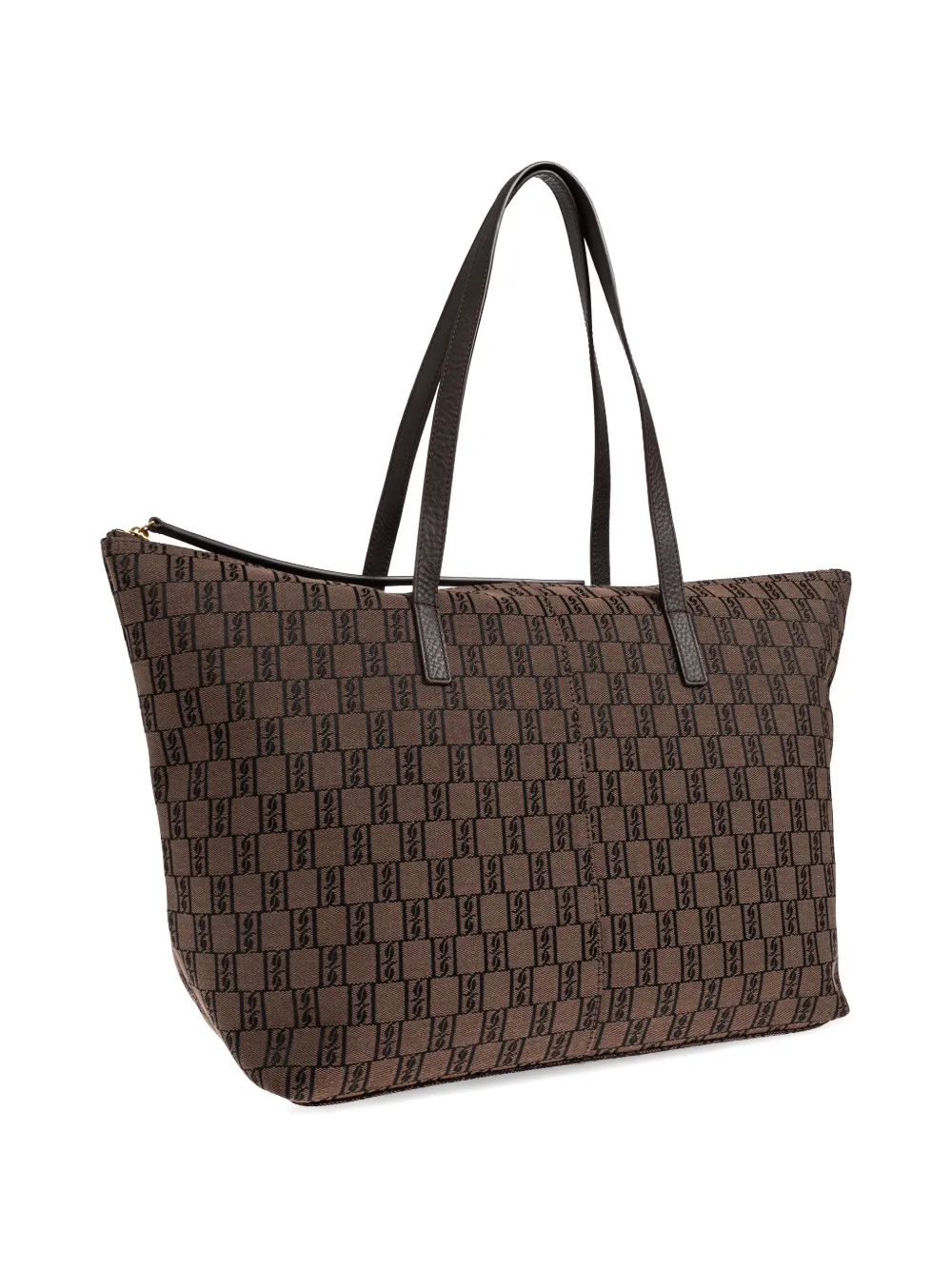 By Malene Birger Carva shopper met monogramprint Bruin