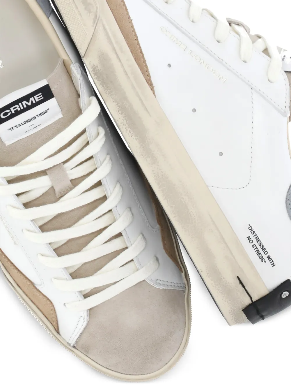 Crime London Sneakers met gerafeld effect Wit