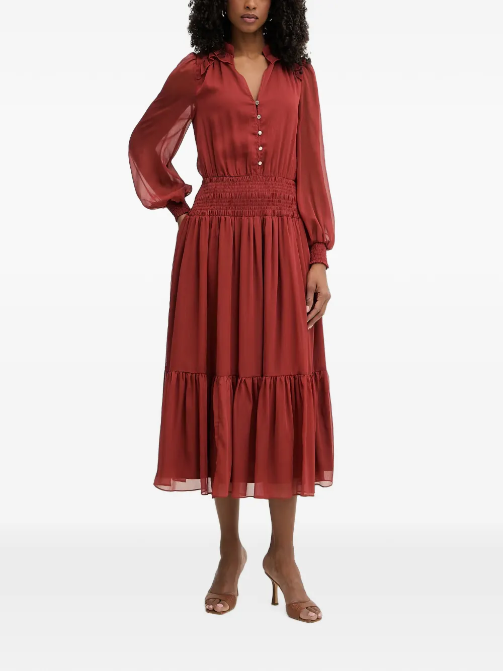 Morgan ruffled tiered midi dress