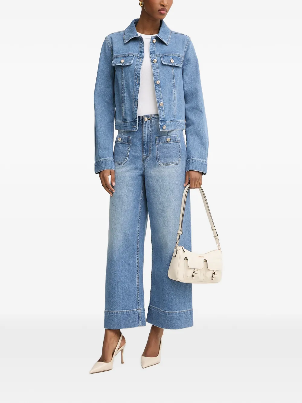 Morgan Button-up denim jack Blauw