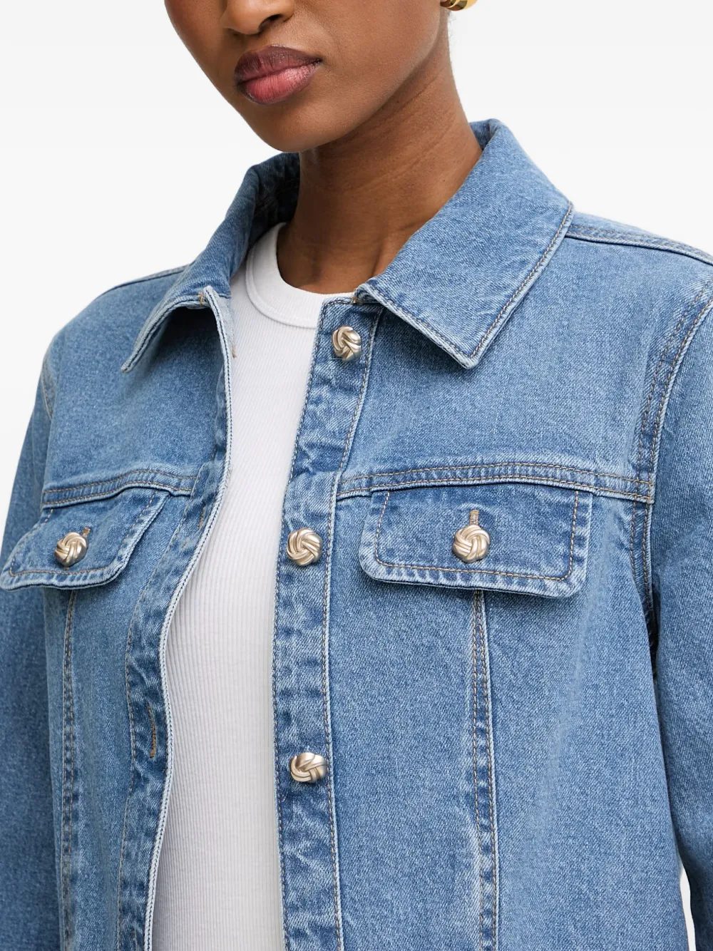 Morgan Button-up denim jack Blauw