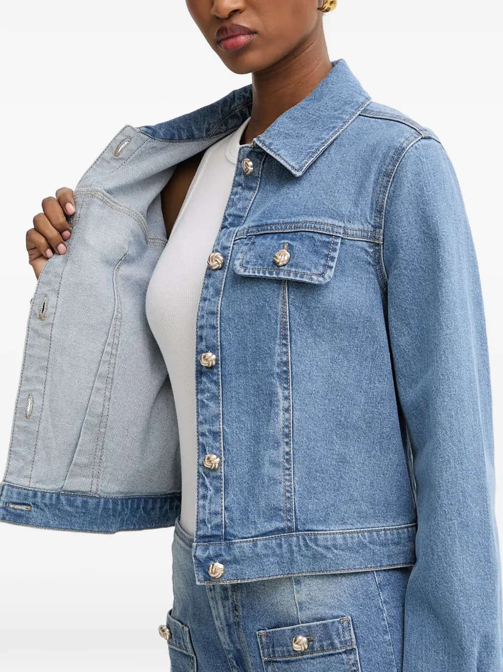 Morgan Button-up denim jack Blauw