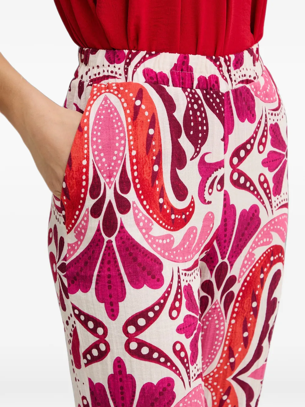 Morgan Broek met paisley-print Beige