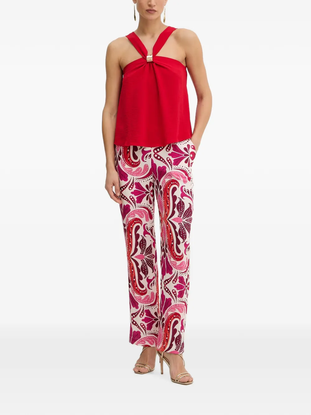 Morgan Broek met paisley-print Beige