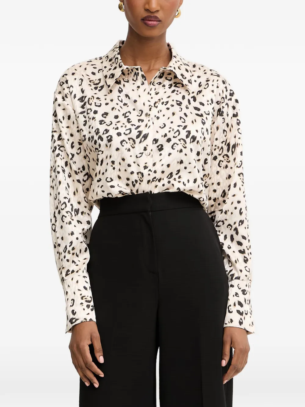 Morgan leopard-print button-down shirt
