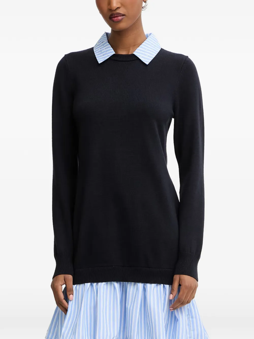 Morgan Mini-jurk met gelaagd effect en gestreept detail Blauw