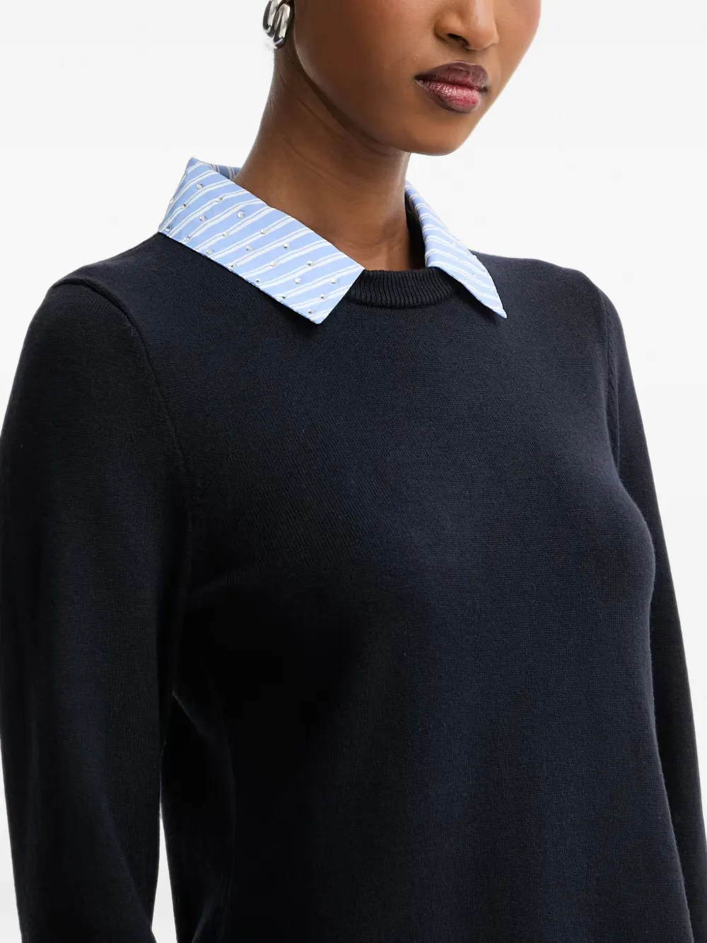 Morgan Mini-jurk met gelaagd effect en gestreept detail Blauw