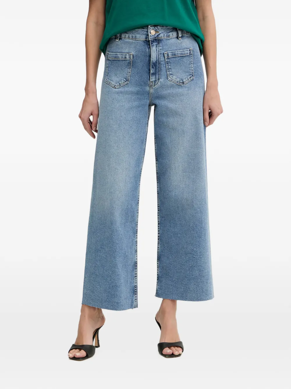Morgan patch-pocket wide-leg jeans - Blu