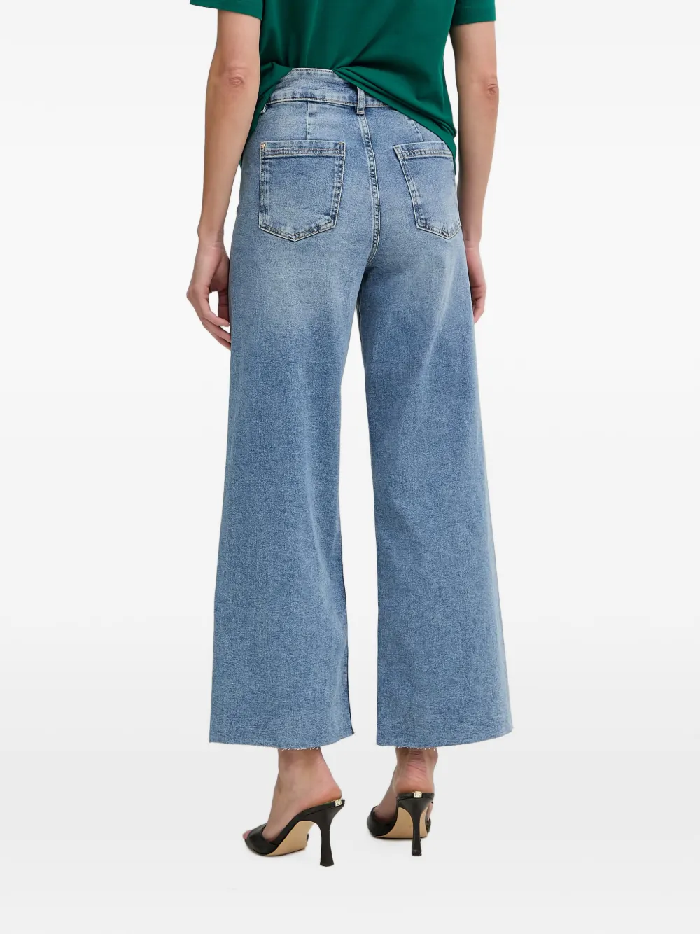 Morgan Jeans met wijde pijpen en opgestikte zak Blauw