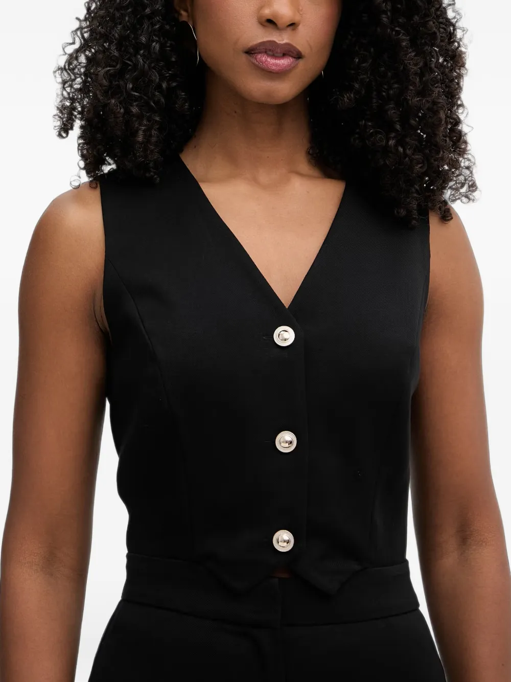 Morgan button-up sleeveless jumpsuit Zwart