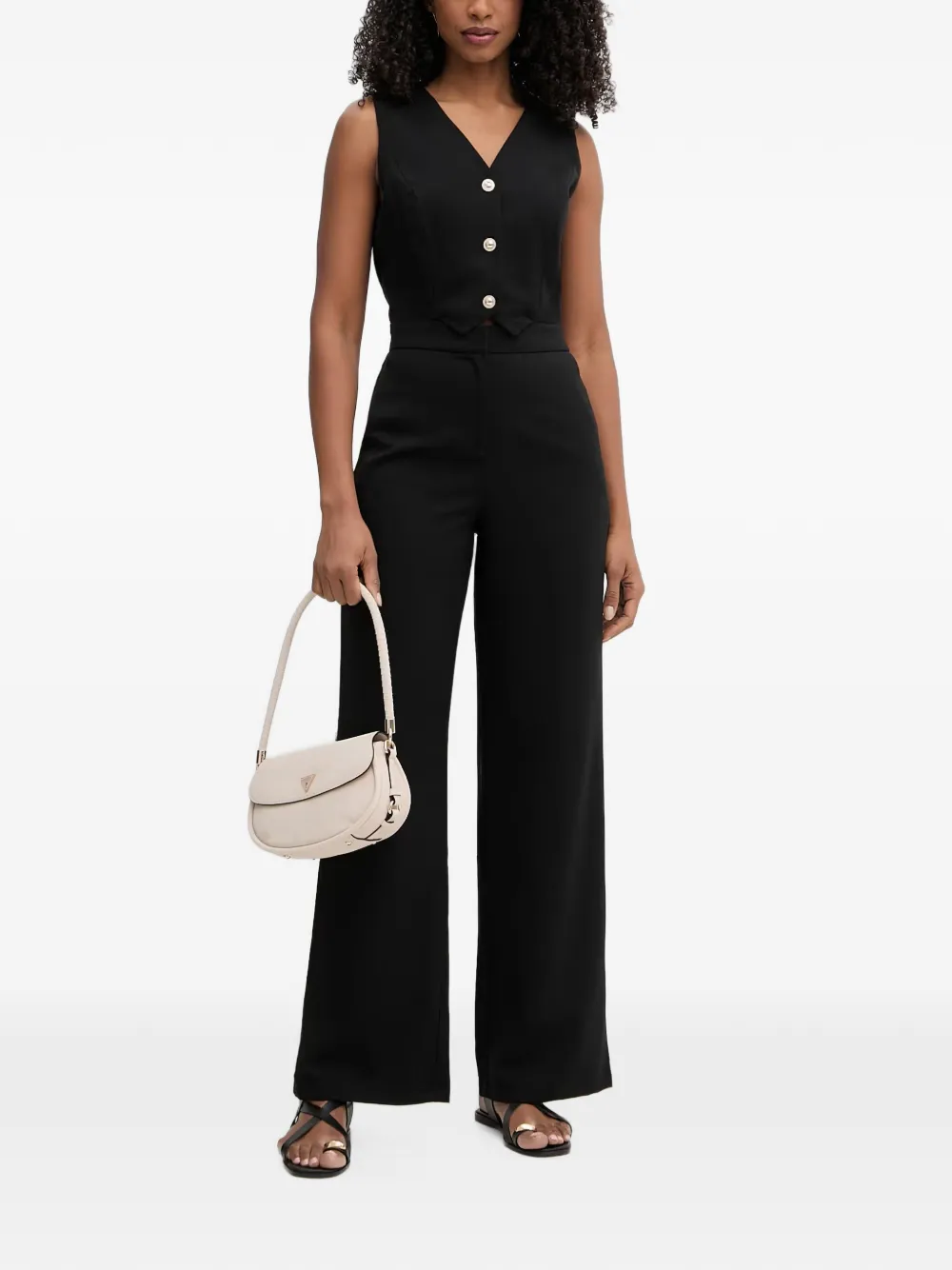 Morgan button-up sleeveless jumpsuit - Nero