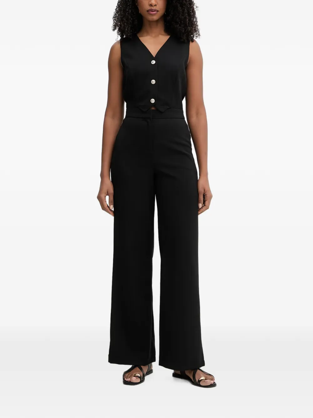 Morgan button-up sleeveless jumpsuit Zwart