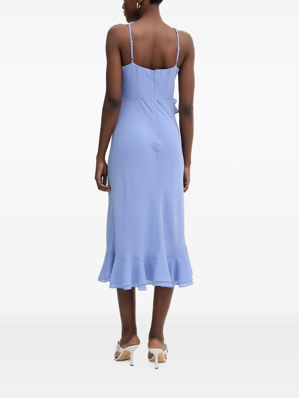 Morgan Midi-jurk met schakelketting en ruches Blauw