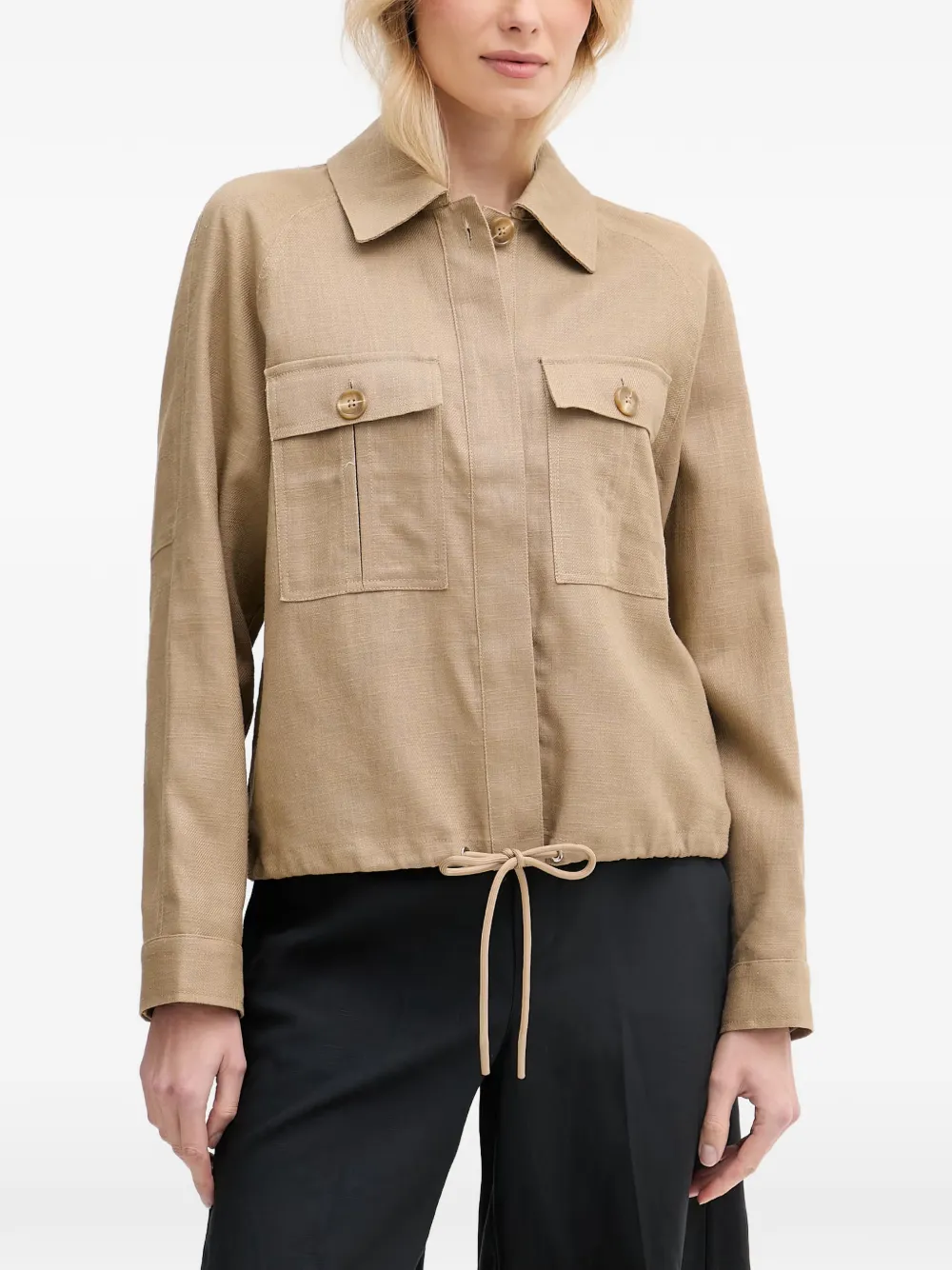 Mos Mosh Ginah embroidered drawstring-hem shirt - Toni neutri