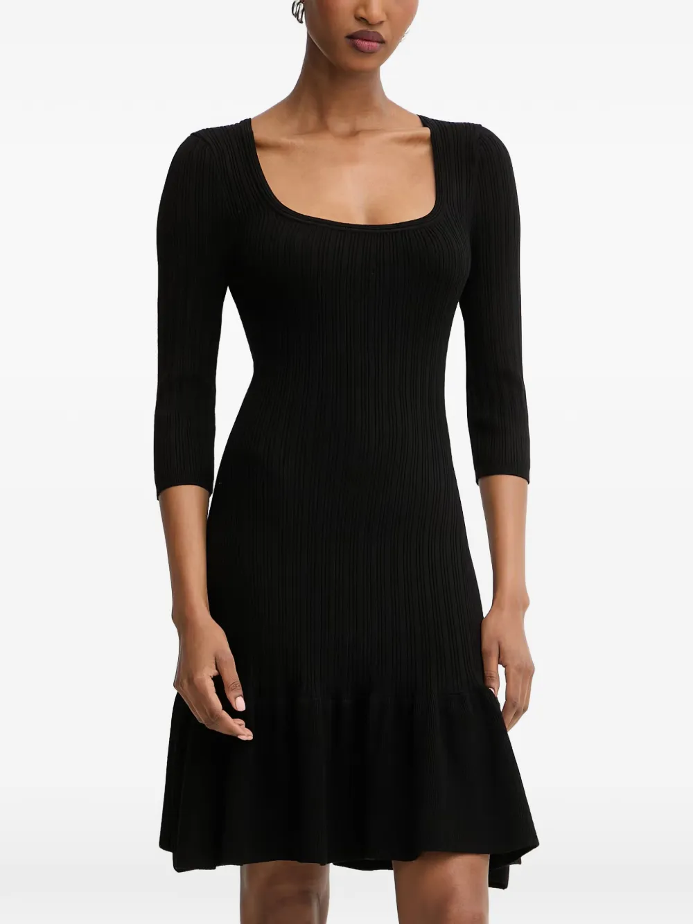 Morgan ribbed ruffled mini dress