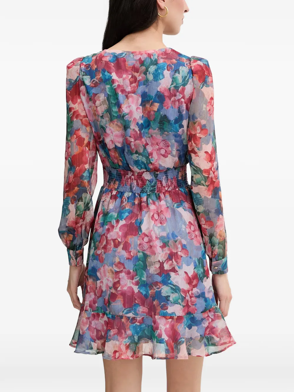 Morgan floral-print ruffled mini dress Blauw