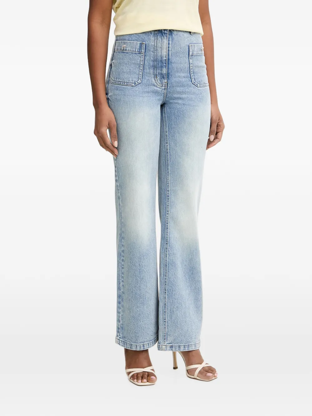 Morgan bow-embellished patch-pocket jeans - Blu