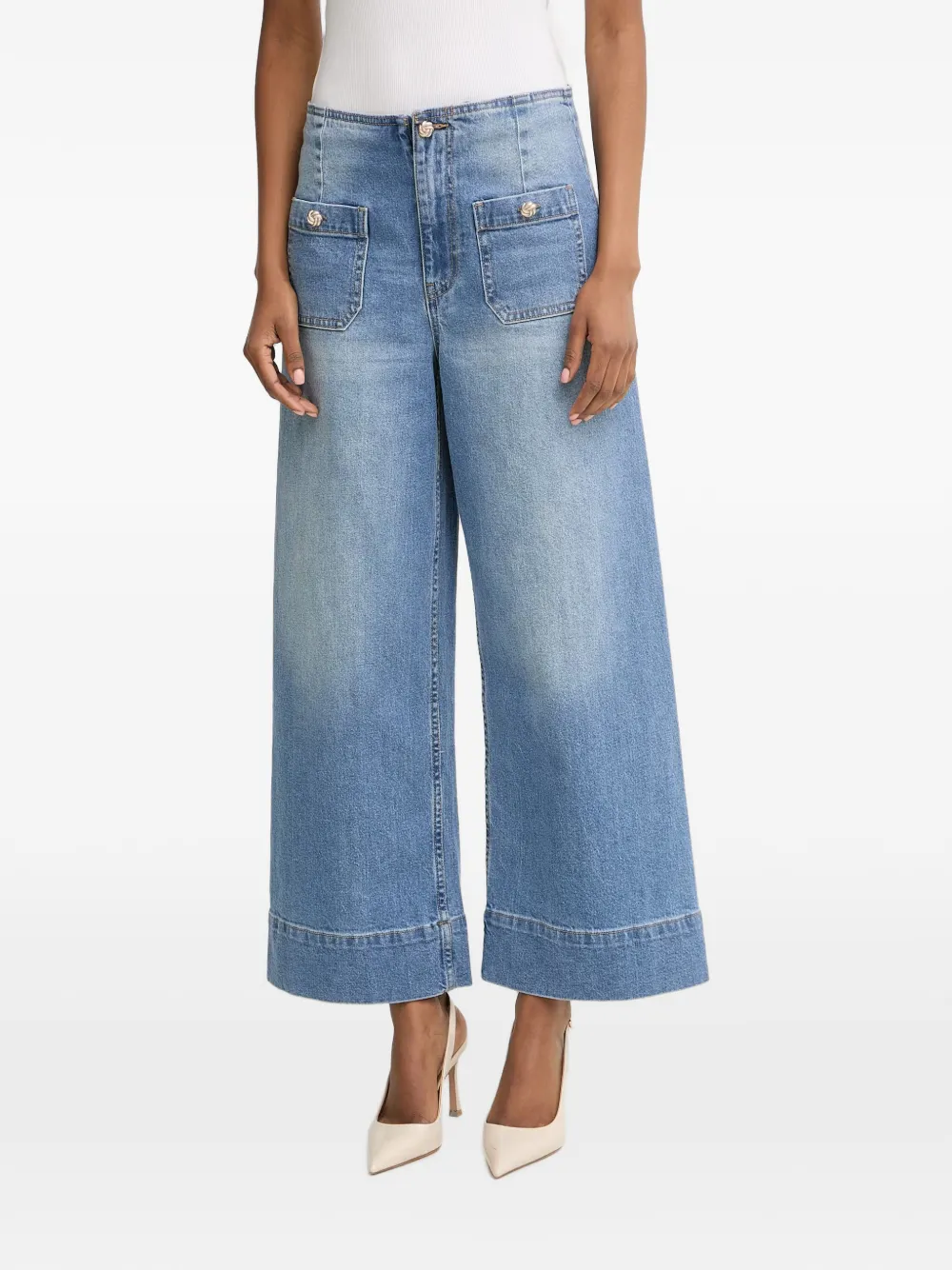 Morgan button-detail wide-leg jeans - Blu