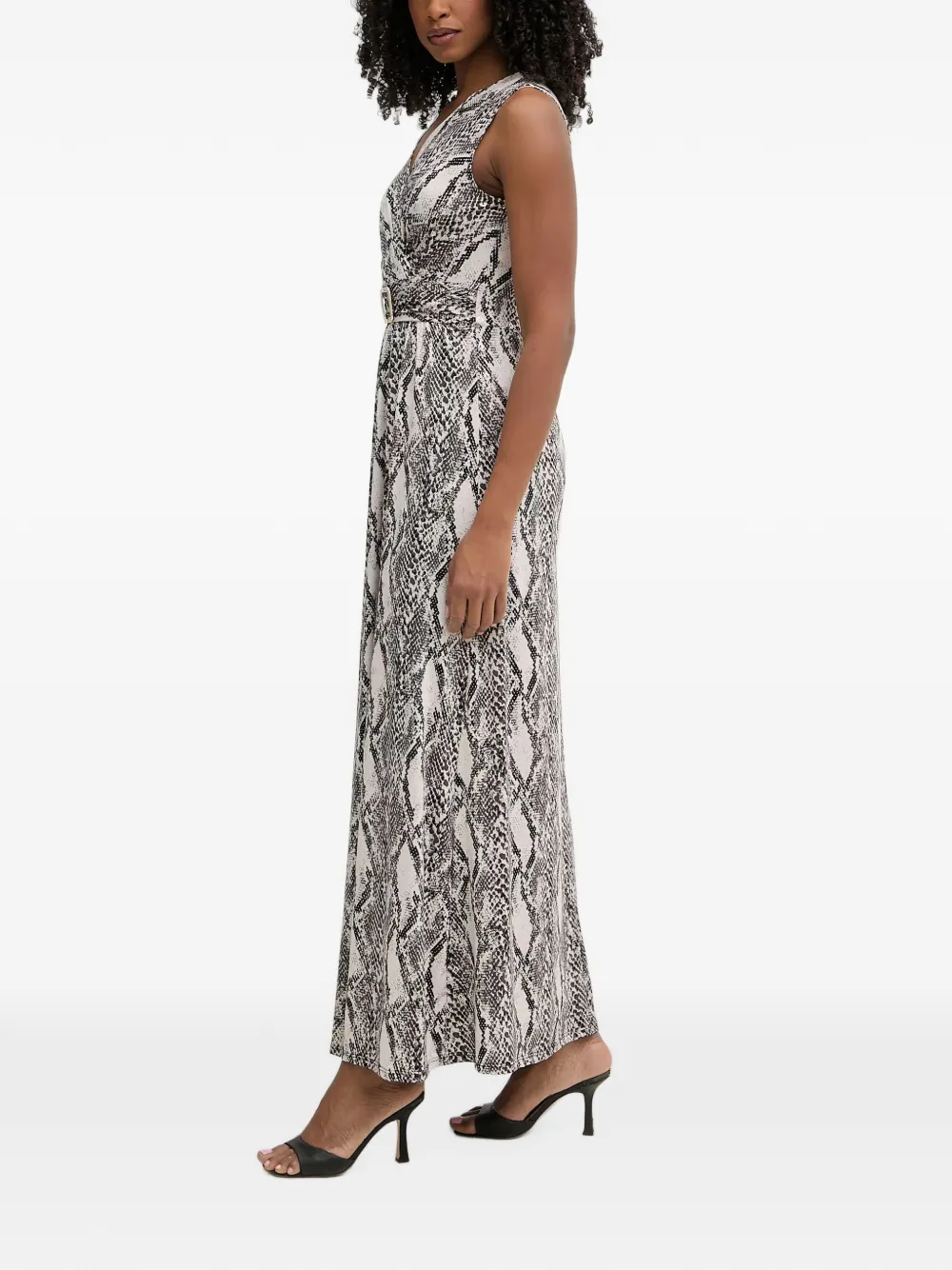 Morgan Jurk met slangenprint en ceintuur Beige