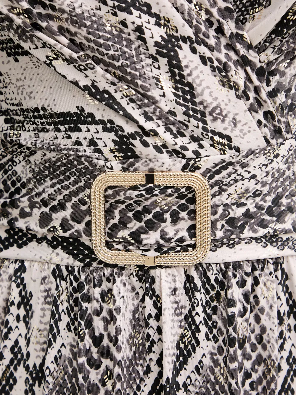 Morgan Jurk met slangenprint en ceintuur Beige