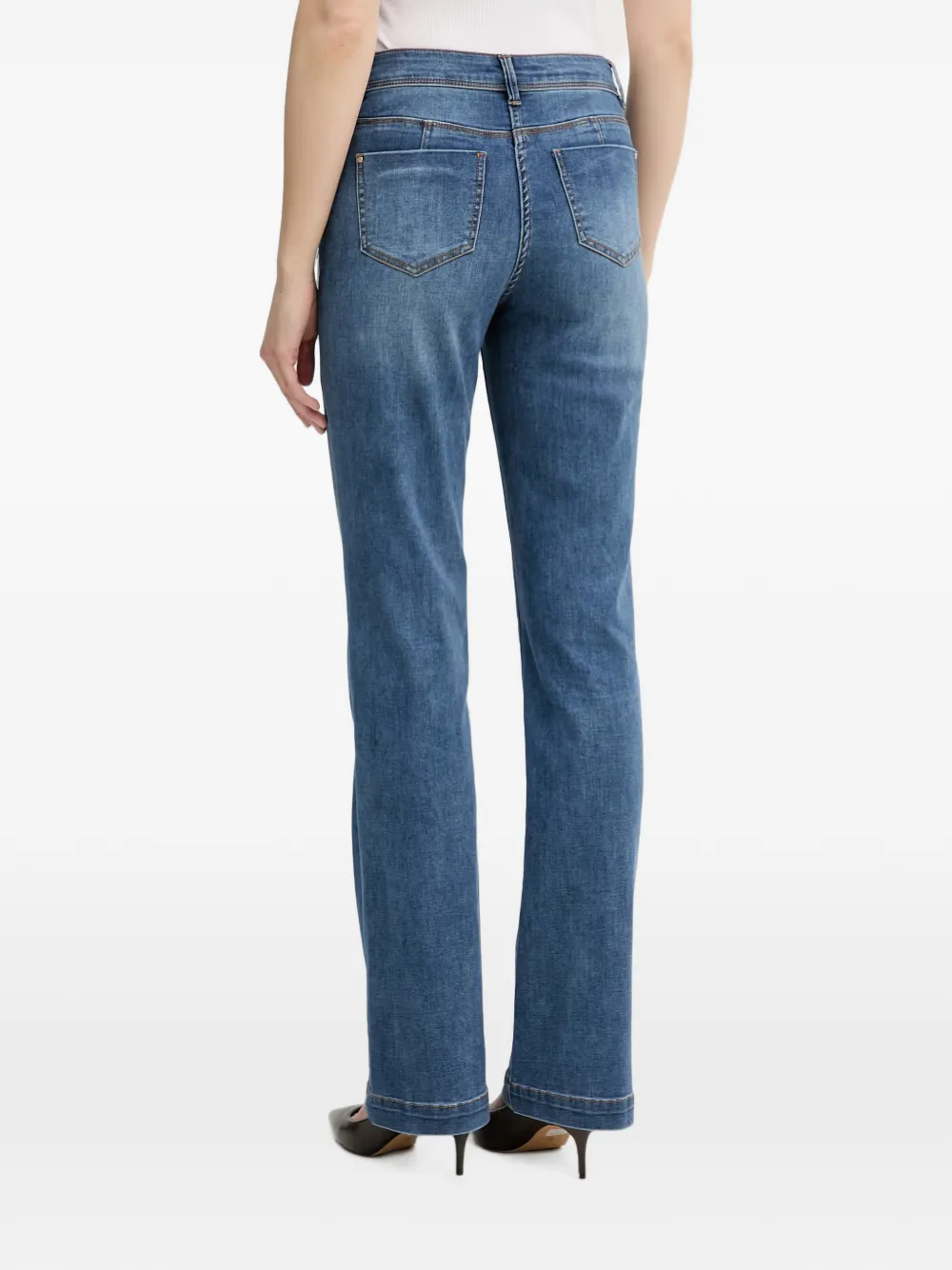 Morgan Flared jeans met zak met knoop Blauw