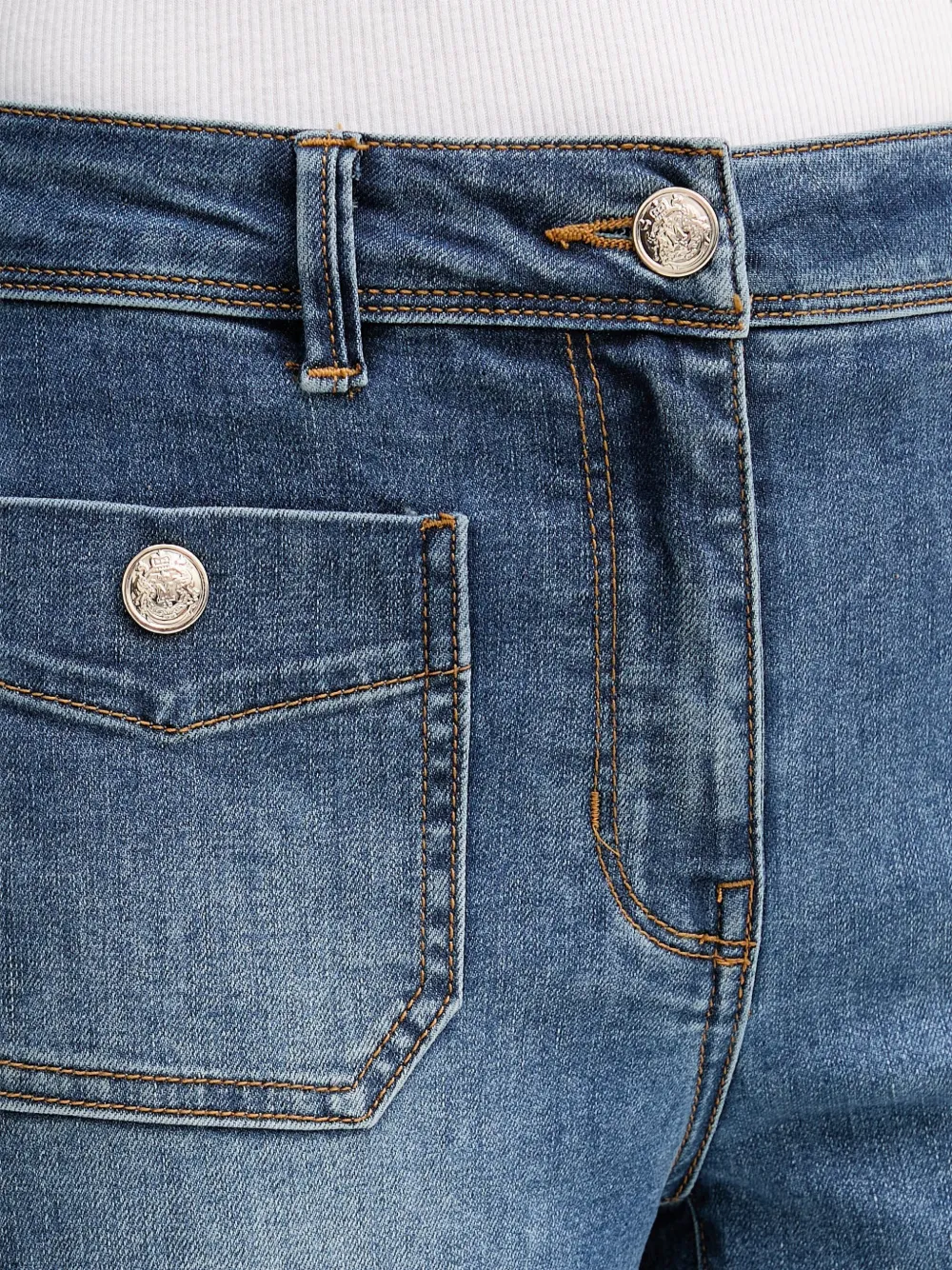 Morgan Flared jeans met zak met knoop Blauw