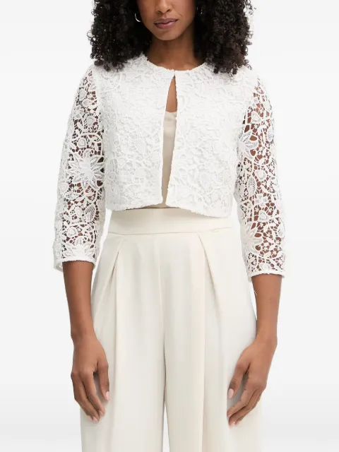 Morgan lace-overlay cropped jacket