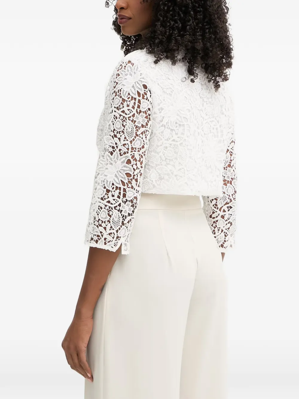 Morgan Cropped jack met kanten laag Wit